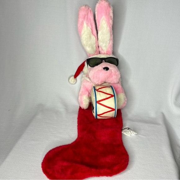 energizer Other - 1993 Eveready Energizer Bunny Plush Christmas Stocking Red White Pink